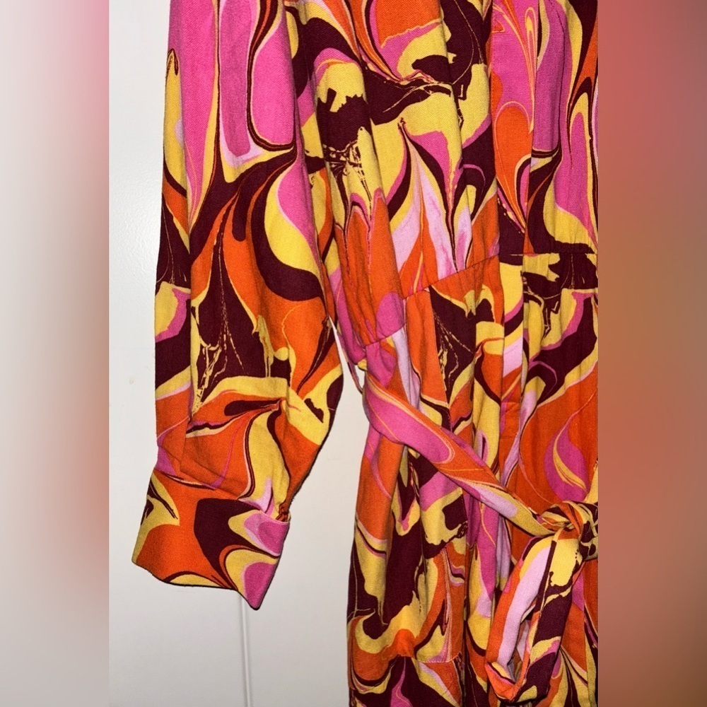 Eloquii Linen Mod Print Romper Boho 70"S Hippie C… - image 3